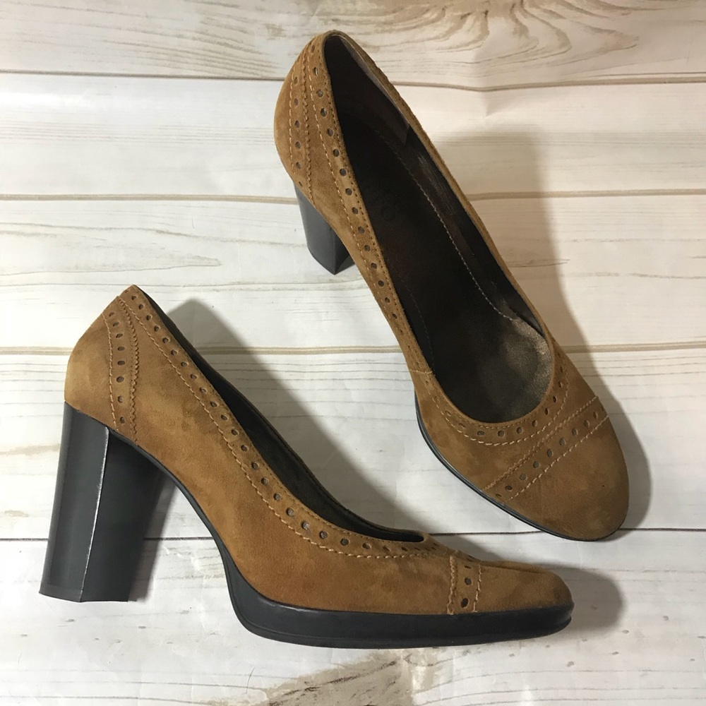 Franco Sarto Wingtip Oxford Heels Dressy Suede 9